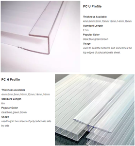 Conector de Placa de Policarbonato 4mm 6mm 8mm 10mm Perfis H e U Acessórios para Instalação de Estufas - Product Image 3