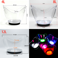 Seau à glace LED rechargeable en plastique personnalisé avec logo pour fête, boîte de nuit, bar, refroidisseur de vin 4L