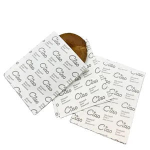custom food grade butter coated wax lined greaseproof paper bag for croissant snack cookie sandwich french fries pastries burger