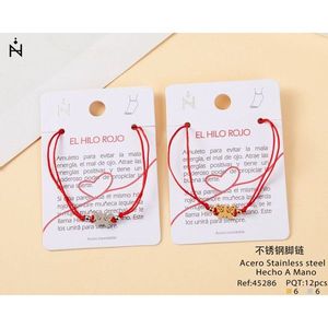 Cavigliera El Hilo Rojo Butterfly in acciaio inossidabile con ciondolo a filo rosso, amuleto portafortuna per donna, gioiello alla moda. - Product Image 3