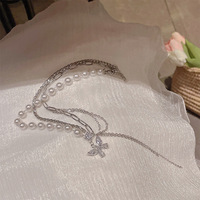 Super Fée Zircon Couture Perle Collier Corée du Sud Haut de Gamme Niche Simple Long Gland Clavicule Chaîne À La Mode