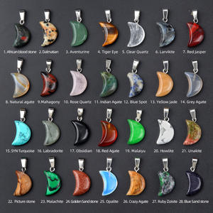 2cm venta al por mayor astilla Luna piedra Natural cristal amatista colgante cuarzo colgantes encanto para collar fabricación de joyas - Product Image 1