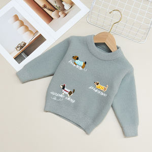 Vente en gros de chandails en tricot pour garçons avec petit chien brodé de motifs mignons et <span class=keywords><strong>doux</strong></span> pour chiot - Product Image 2