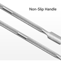 Pousse-cuticules pour nail art, en acier inoxydable, réutilisable, pour éliminer les peaux mortes, outils de manucure, pousse-doigts à double tête