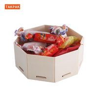Barquette octogonale jetable en bois pour fruits et sushis, idéale pour les événements et les fêtes