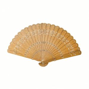 Abanico Artesanal Clásico Ailian de Madera Maciza de Sándalo Verde Argentino, Tallado a Mano, Estilo Antiguo, Inspirado en la Dinastía Han, para el Año Nuevo Chino - Product Image 1