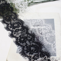 Bande de dentelle pour cils 10 cm, douce, noire et blanche, tricotée, motif floral français, dentelle Chantilly pour vêtements de nuit, lingerie, sous-vêtements, robes