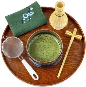 BAMBUS OEM Handmade Bamboo Whisk Chasen Set Japanese Matcha Bowl Scoop And Whisk Holder Matcha Set Customized For Ceremony