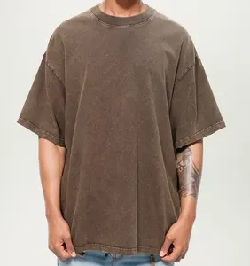 YKH 260GSM ağır kaliteli özelleştirmek pamuk Vintage T shirt erkek t-shirt toptan giysi erkekler t-shirt