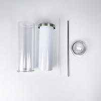 25 pièces de gobelets à sublimation de 20 oz, globe à neige droit avec paillettes, pour soda, bière, café, globe à neige, tasse à café avec couvercle et paille pour cadeaux