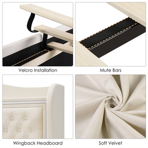 <span class=keywords><strong>Lit</strong></span> <span class=keywords><strong>de</strong></span> rangement au sol avec dossier à oreilles, style contemporain et luxueux, éclairage LED, décoration <span class=keywords><strong>de</strong></span> chambre à coucher, avec tête <span class=keywords><strong>de</strong></span> <span class=keywords><strong>lit</strong></span> capitonnée et étagère - Product Image 6