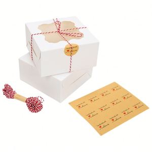 Boîtes de boulangerie en gros 6x6x3 pouces, boîtes à biscuits blanches avec fenêtre pour petits biscuits, friandises, desserts, fraises enrobées de chocolat - Product Image 1