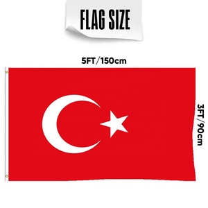 All'ingrosso 3 x5ft bandiere di tacchino 68D/100D poliestere personalizzare tutte le nazioni spedizione rapida fornitore di consegna veloce - Product Image 2