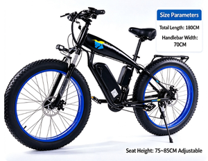 Vélo à pneus larges de 26 pouces, double moteur 500w, batterie au lithium 48v, 7 vitesses, cadre en aluminium, 45 km/h - Product Image 2