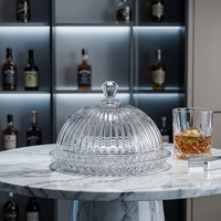 Glazen taartkap met diamantmotief en glazen bodem, transparante cloche-afdekking voor dessert, cupcake, fruit, bruiloftstafeldecoratie