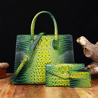 Sac à main rétro pour femme, sac à bandoulière pour mère et enfant, motif crocodile coloré, fermeture éclair, sac à bandoulière en PU pour femme