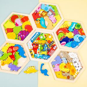 Jeu de puzzle 3D créatif pour enfants, animaux, personnages de dessins animés, blocs de construction en bois pour l'éducation préscolaire, amusant pour les garçons et les filles - Product Image 4