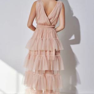 Vestido Maxi de Tul con Volantes en Capas para Mujer, Estilo Casual de Verano, Elegante para Fiestas, Venta al Por Mayor OEM - Product Image 3