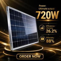 Module solaire monocristallin en silicium Muloyal 720W de type N à demi-cellules, certifié TUV, efficacité de 26,2%, avantages bifaciaux de 88% pour les utilités