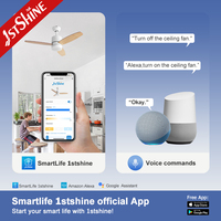 Ventilateur de plafond 1stshine moderne avec barre de suspension, pales réversibles, moteur silencieux ultra-quiet, 6 vitesses, contrôle via application mobile et lumière intégrée, compatible TUYA Wifi