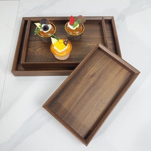 Walnut Wood Grain Serving <b>Tray</b> Square Classic Artistic Wooden <b>Tea</b> <b>Tray</b> For Home Living Room Pastry Fruit Plate - Product Image 1
