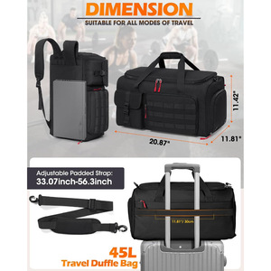 男性用45Lジムワークアウトバックパックスポーツトラベルダッフルバッグ靴 & ラップトップコンパートメントウィークエンダーキャリージムバッグ - Product Image 2