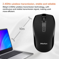 Mouse Optik Nirkabel Meetion R560 RGB 2.4G Desain Portabel Tanpa Kabel dengan USB Hitam - Mouse Komputer Senyap yang Ramah Laptop