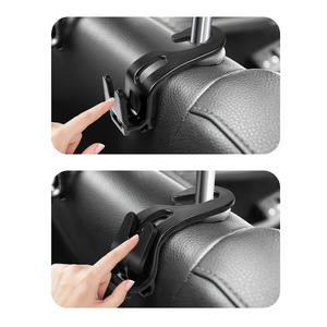 Car Headrest Hook Foldable Black ABS 10kg Load Capacity Rear <b>Seat</b> <b>Storage</b> Multi Functional Car Interior Organizer - Product Image 5