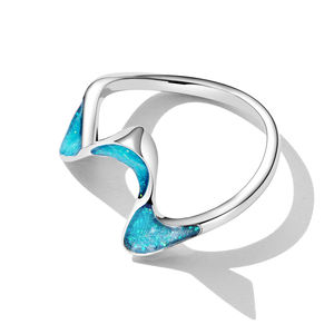 本物の 925 スターリングシルバーオリジナル幾何学リング女性のためのプロミスリングファインジュエリーオーシャンシリーズウェディングギフト SCR849 - Product Image 3