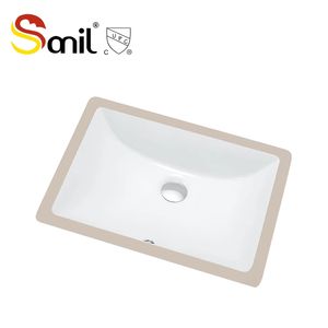 Lavabos de Baño Modernos Rectangulares Blancos de Cerámica para Instalar Bajo Encimera, Ecológicos y Fáciles de Limpiar - Product Image 1
