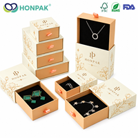 Boîte à bijoux HONPAK avec logo personnalisé, boîte coulissante en papier, emballage haut de gamme pour le rangement de colliers, bagues et bracelets