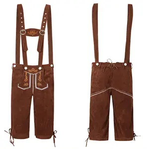 Men's German Bavarian Oktoberfest Outfit Lederhosen Trousers Costume and Hat Performance Wear