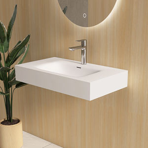 Lavabo Rectangular de Superficie Sólida Blanco Mate Elegante Maydon, Montado en la Pared, con Rebosadero, Ecológico, para Uso en Encimeras de Baño - Product Image 2