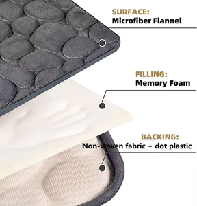 Tapis de bain en mousse à mémoire de forme en flanelle gaufrée 3D, effet <span class=keywords><strong>galet</strong></span>, absorbant l'eau, antidérapant, pour salle de bain et <span class=keywords><strong>douche</strong></span> - Product Image 4
