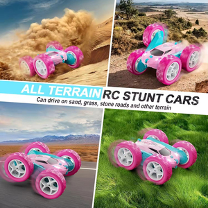 Coche RC de juguete de plástico con control remoto de 2.4 GHz, doble cara, rotación 360°, faros delanteros, para niñas de 0 a 2 años, China - Product Image 6