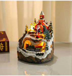 Dropshipping Shopify Musical Rotating Resin Christmas <b>Tree</b> Decor With <b>Light</b> <b>Up</b> Function Holiday Gift Ornament - Product Image 3