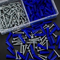200 pièces d'ancres coniques pour murs en béton et vis pour cloisons sèches, 10 #    100 chevilles pour cloisons sèches, 100 vis à tête cylindrique, 1 foret
