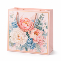 Sac de courses en papier mat recyclé avec finition gaufrée, poignée en corde de jute, motif à pois, pour baby shower, boutique, vente en gros