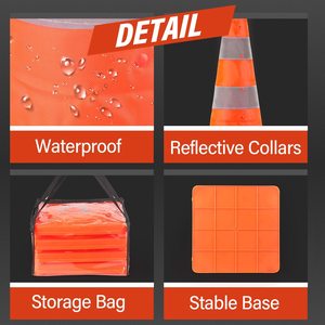 CITICITY 2 Pack 18 Inch Collapsible Traffic Safety Cones, Multi-Purpose Pop-up Cones with Reflective Collar for Road Safety - Product Image 3