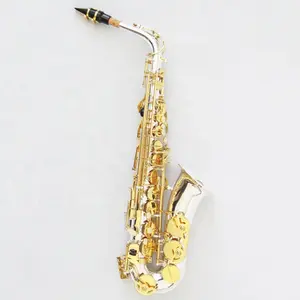 Saxofone de alto saxofone banhado à mão, saxofone de alto prata