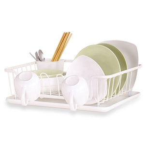Estante para platos de cocina, soporte para utensilios, estante para secar platos para mostrador de cocina, escurridor de platos antioxidante con tabla de drenaje de plástico - Product Image 1