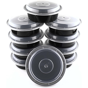 Bols de conservation alimentaire empilables ronds en PP de qualité alimentaire, contenants de préparation de repas en plastique jetables avec couvercle - Product Image 1