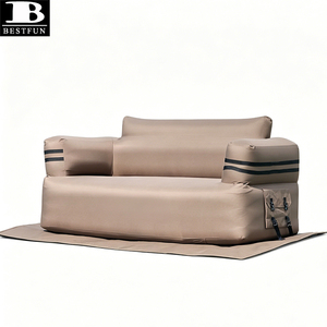 Canapé gonflable double avec pompe électrique intégrée, portable, 2-3 places, canapé-lit WAQ avec sac de rangement pour le camping en plein air - Product Image 1