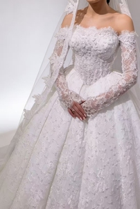 S0306Y Nouvelle Robe de Mariée Femme 2026 Grande Taille Respirante à Épaules Dénudées en <span class=keywords><strong>Dentelle</strong></span>, Ornée de Perles et de Strass - Product Image 4