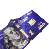 Billet de 100 dollars américain en or bleu, spécial, pour souvenir, jeu et divertissement, monnaie dorée