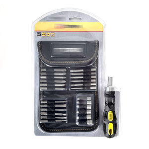 26pcs Chrome Finish DIY Grade OEM Screwdriver Bit Set Multi-Purpose <b>1</b>/<b>4</b>" <b>Ratcheting</b> Driver Kit with Magnetic Bits Roll-up Bag - Product Image 1