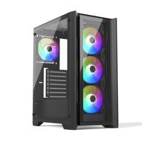 Boîtier PC Tour JNP-C104 avec deux panneaux en verre T/G, pour jeux ATX/M-ATX/ITX, boîtier d'ordinateur de jeu de taille moyenne