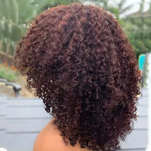 <span class=keywords><strong>Perruque</strong></span> Lace Front Cheveux Humains Bouclés <span class=keywords><strong>Afro</strong></span> Kinky Ondulés Couleur Brun Rouge, Cuticules Alignées, Offre Spéciale - Product Image 3