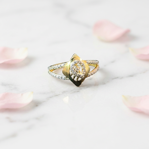 <b>Gold</b> 9K Yellow <b>Gold</b> Luxury Designer Diamond Cut <b>Ring</b> for Women with Elegant Cubic Zirconia Accents for Wedding & Party Gifting - Product Image 3
