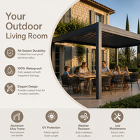 Abri bioclimatique en aluminium avec toit à lamelles télécommandées, pergola moderne pour hôtel, jardin, cour